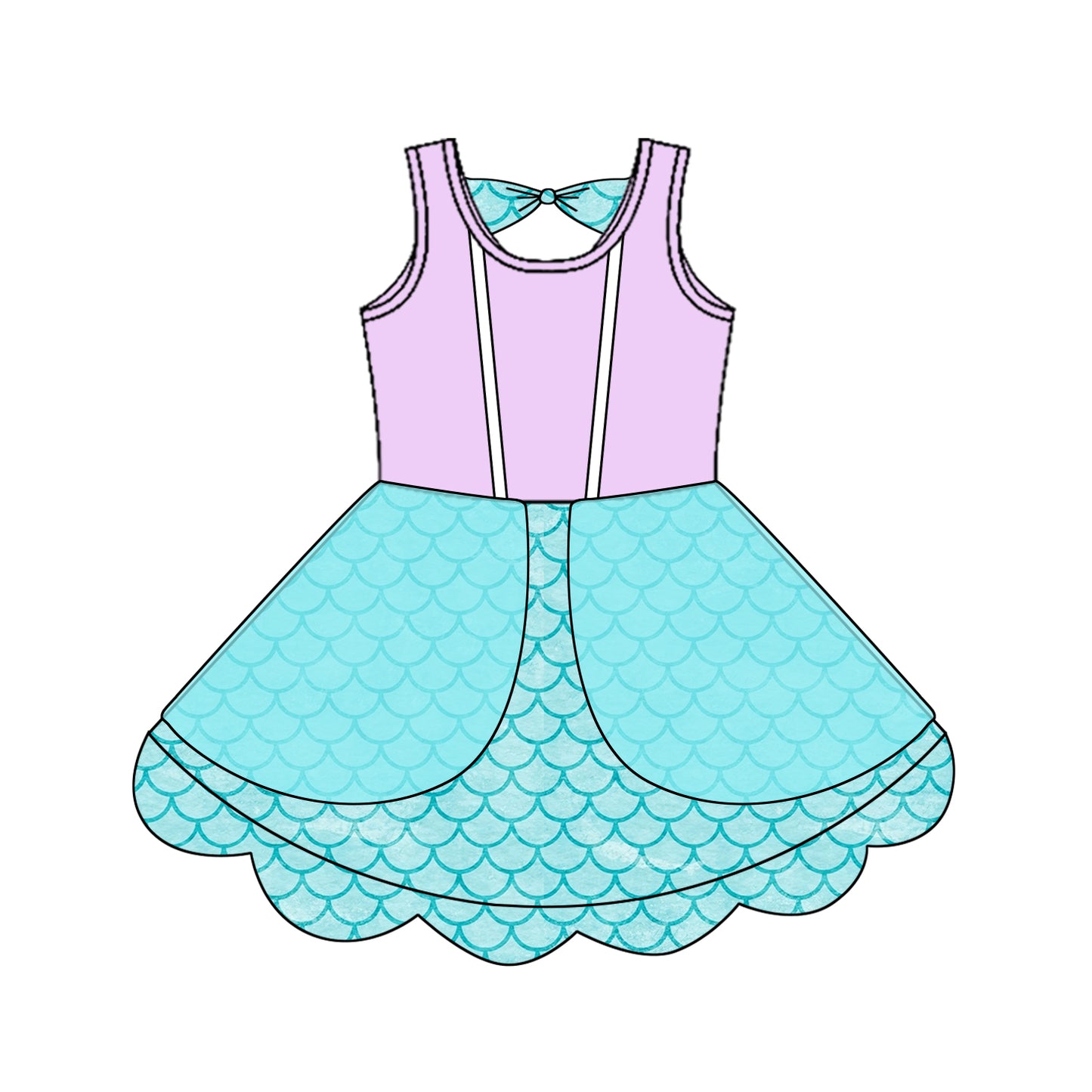 Sleeveless lavender bow princess kids girls summer dress