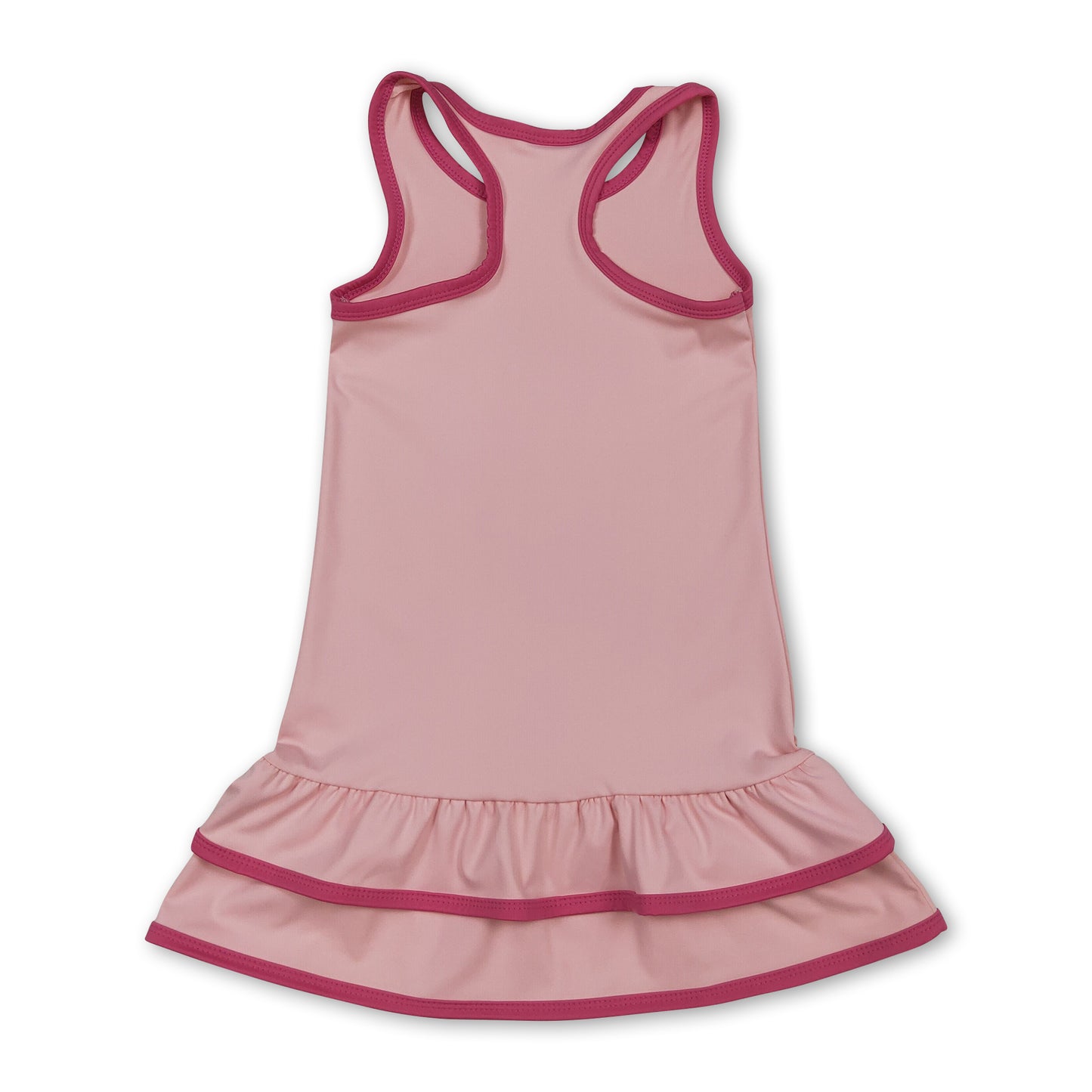 Sleeveless pink ruffle kids girls athletic dresses