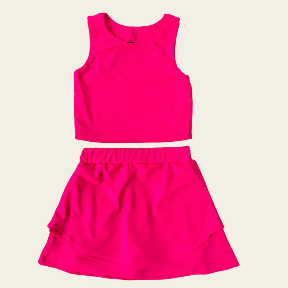 Hot pink sleeveless top skorts girls activewear set