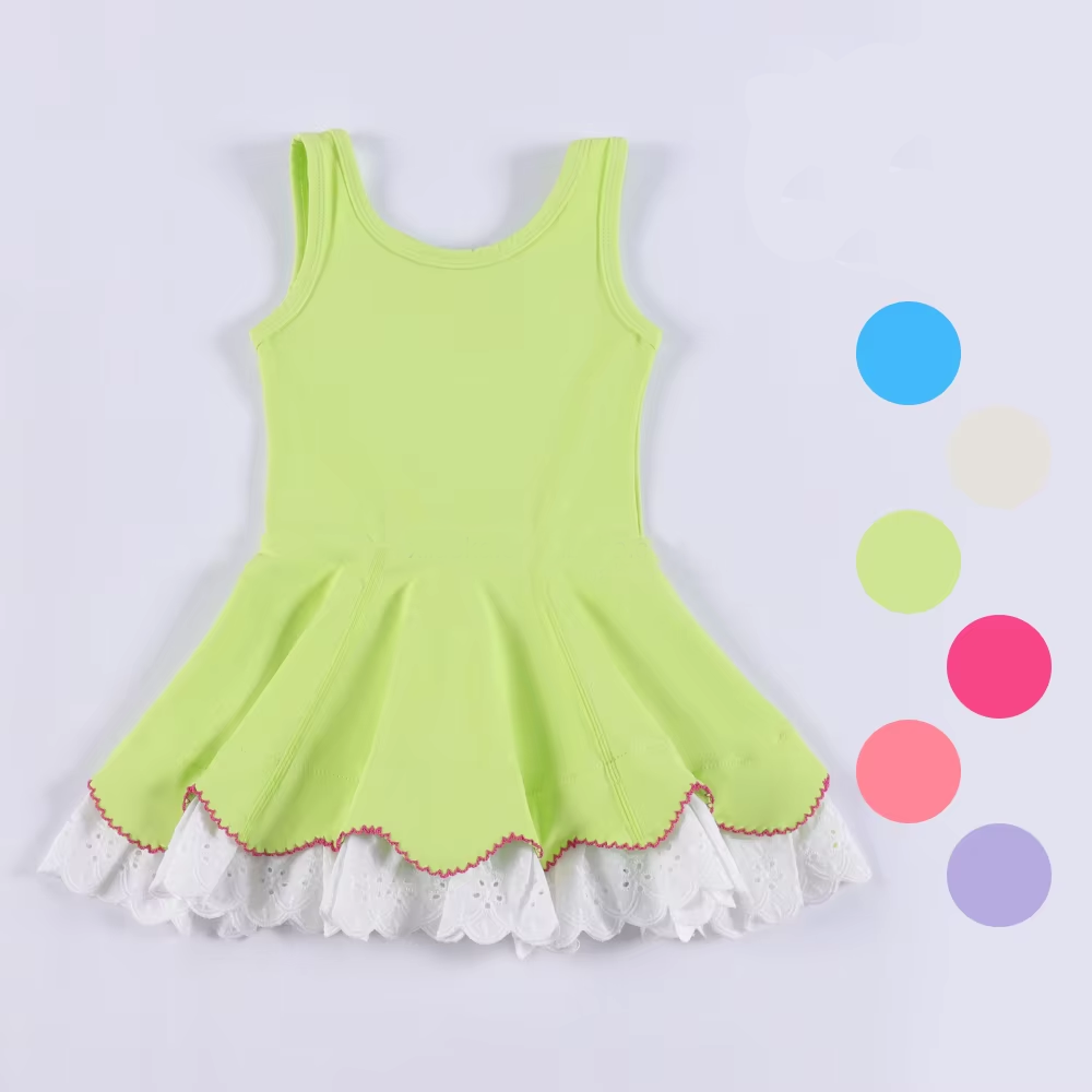 Lime green sleeveless lace ruffle kids girls athletic dresses – Western  Kids Clothes