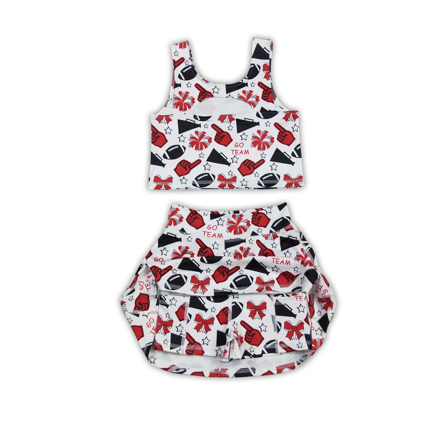 Red bow football top skirt girls activewear team set