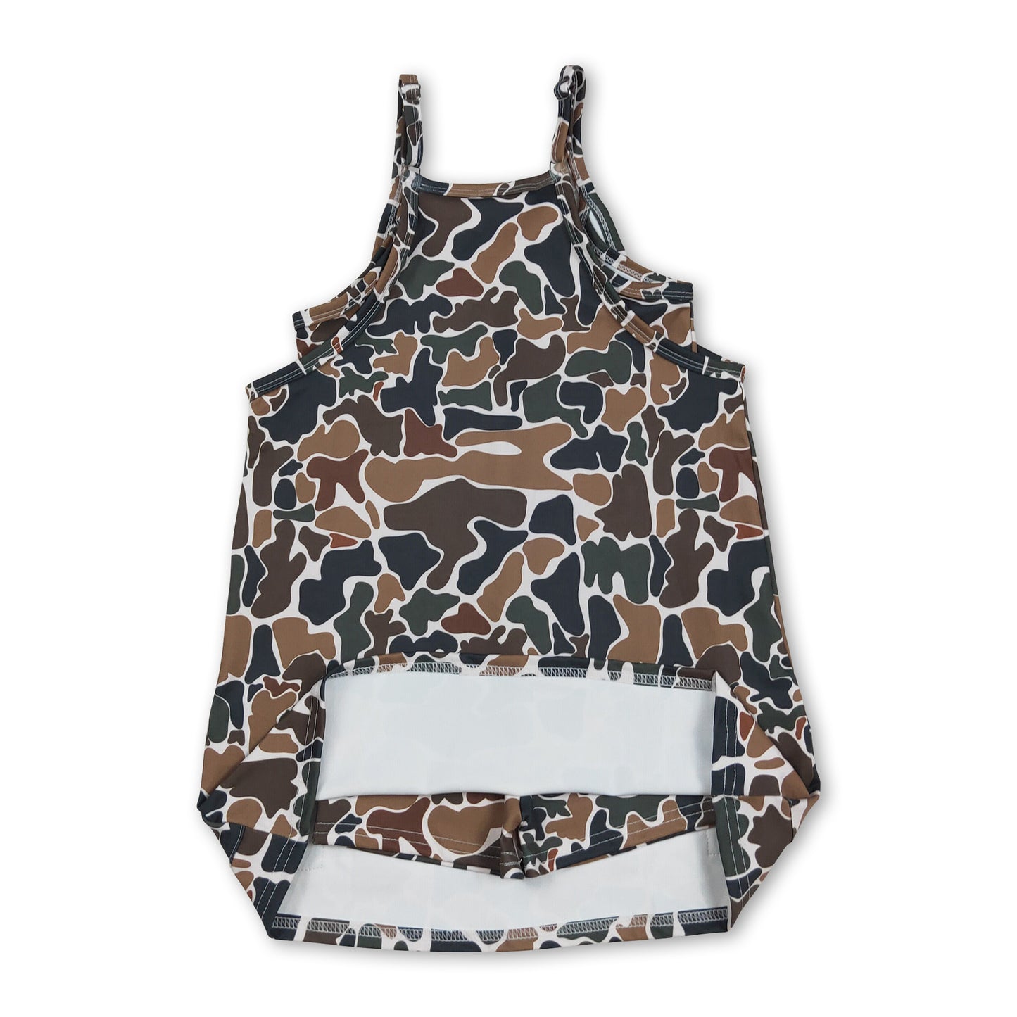 Straps brown camo kids girls summer athletic dresses