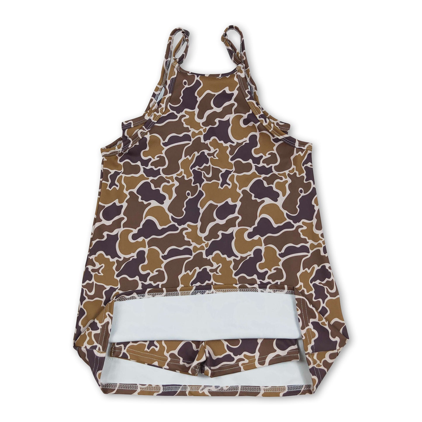Straps light brown camo kids girls summer athletic dresses