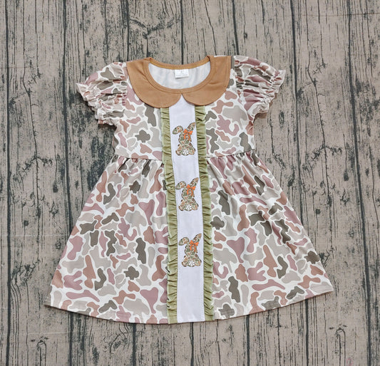 camo rabbit short sleeve easter girl dress