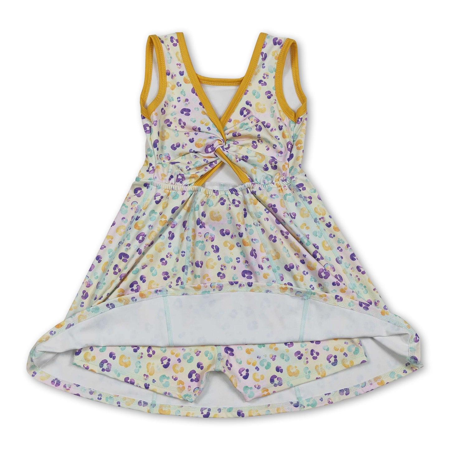 Purple yellow green leopard girl Mardi Gras athletic dress