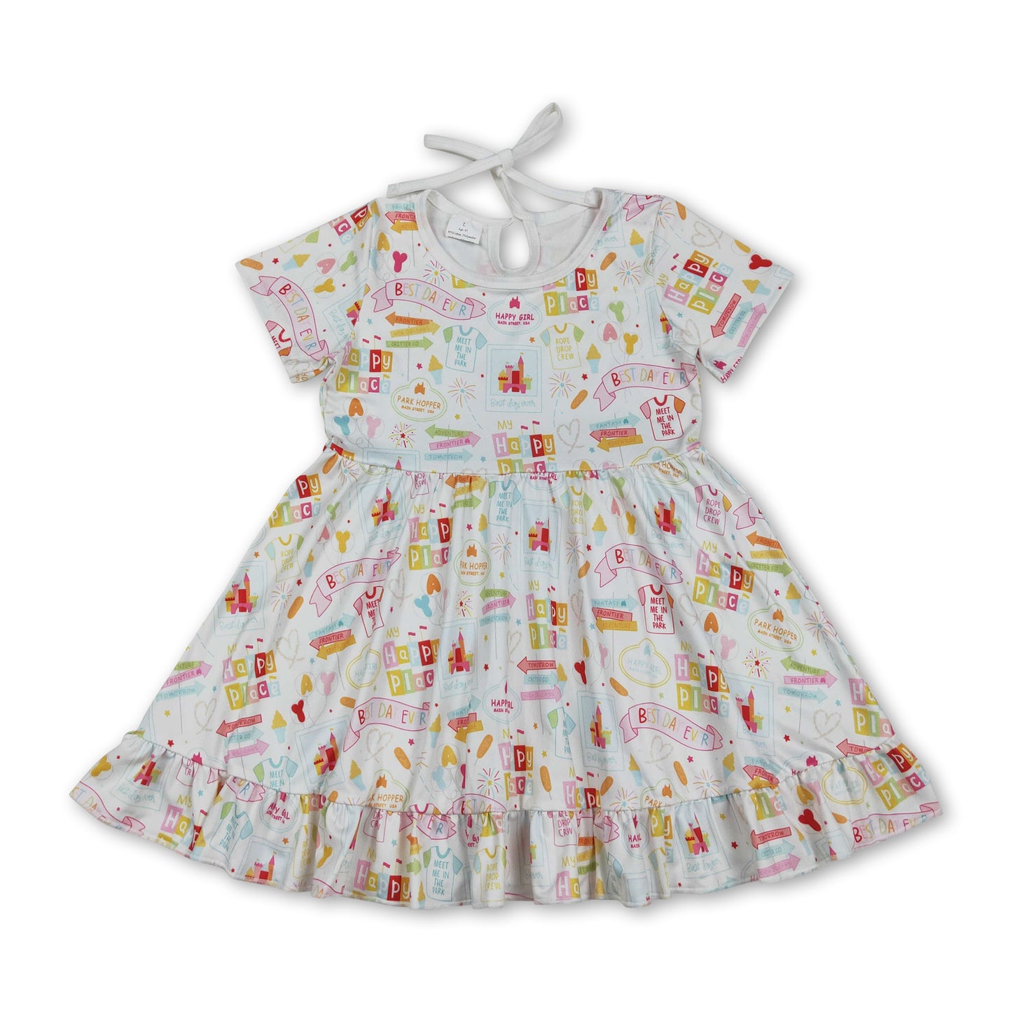 Short sleeves happy place best day ever girl dress
