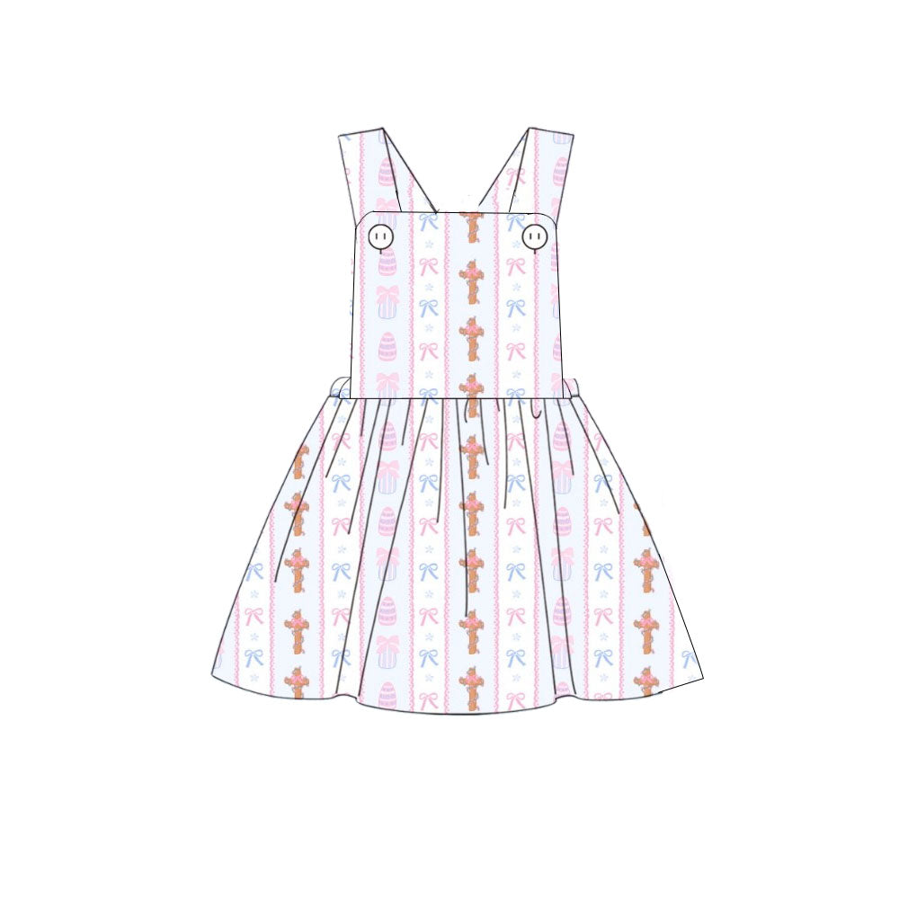 colorful bows flowers overall girl dress