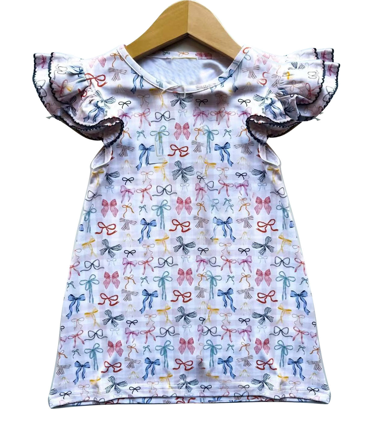 colorful bows girl flying sleeve dress