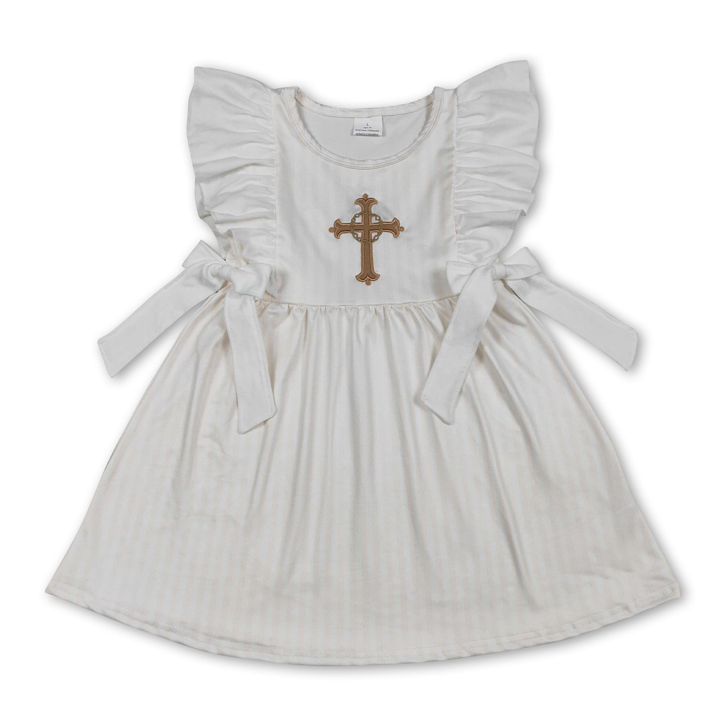 Flutter sleeves cross kids girls Easter dresses