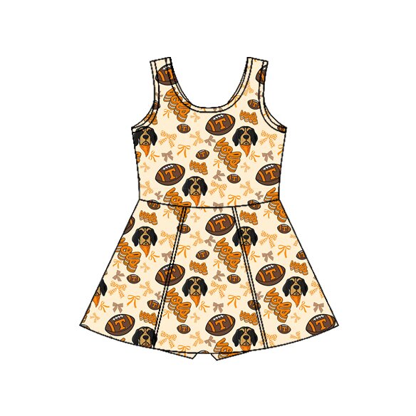 Sleeveless T dog bow kids girls team athletic dress