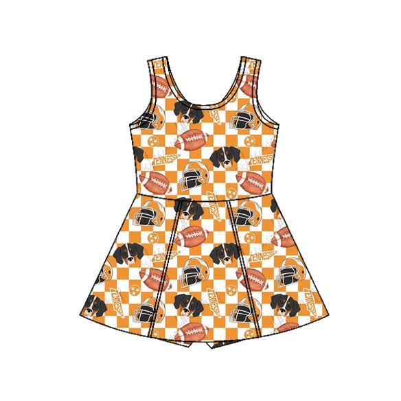 Sleeveless dog plaid kids girls team athletic dress