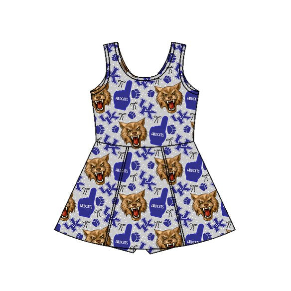 Sleeveless blue bow U K kids girls team athletic dress