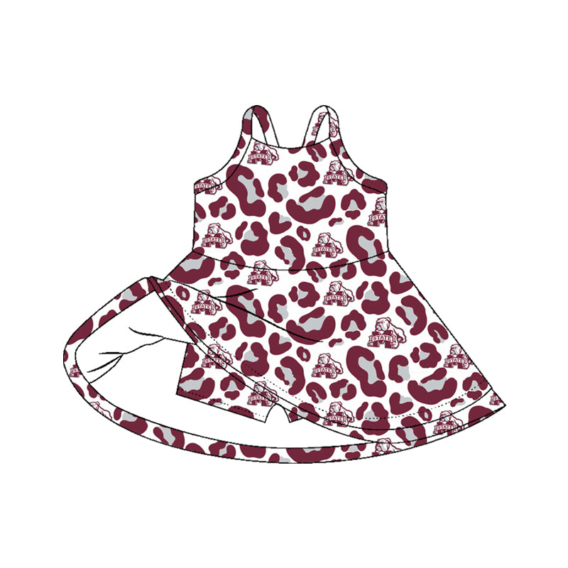 Straps leopard M dog kids girls team athletic dresses