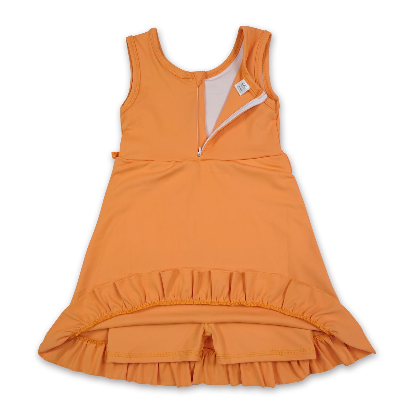 Sleeveless orange ruffle kids girls summer athletic dress