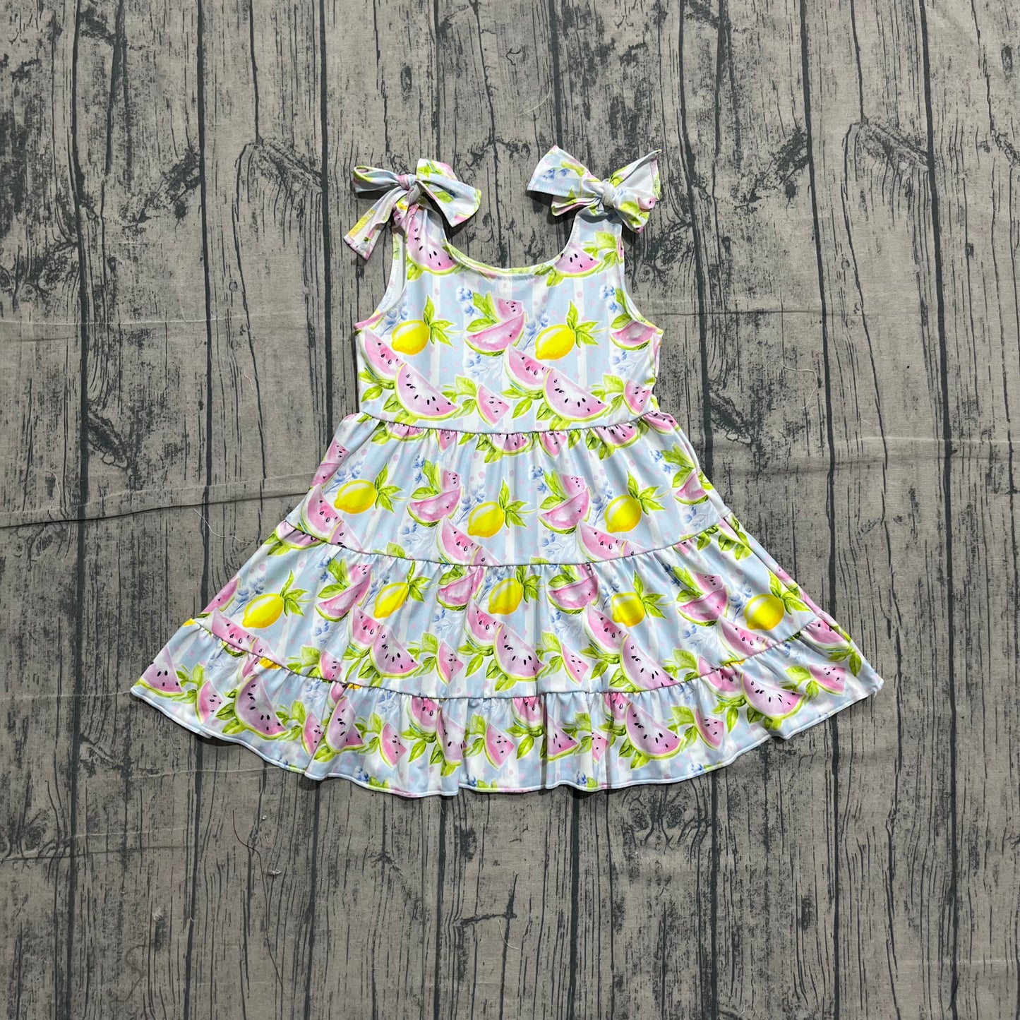 Sleeveless lemon watermelon kids girls summer dress
