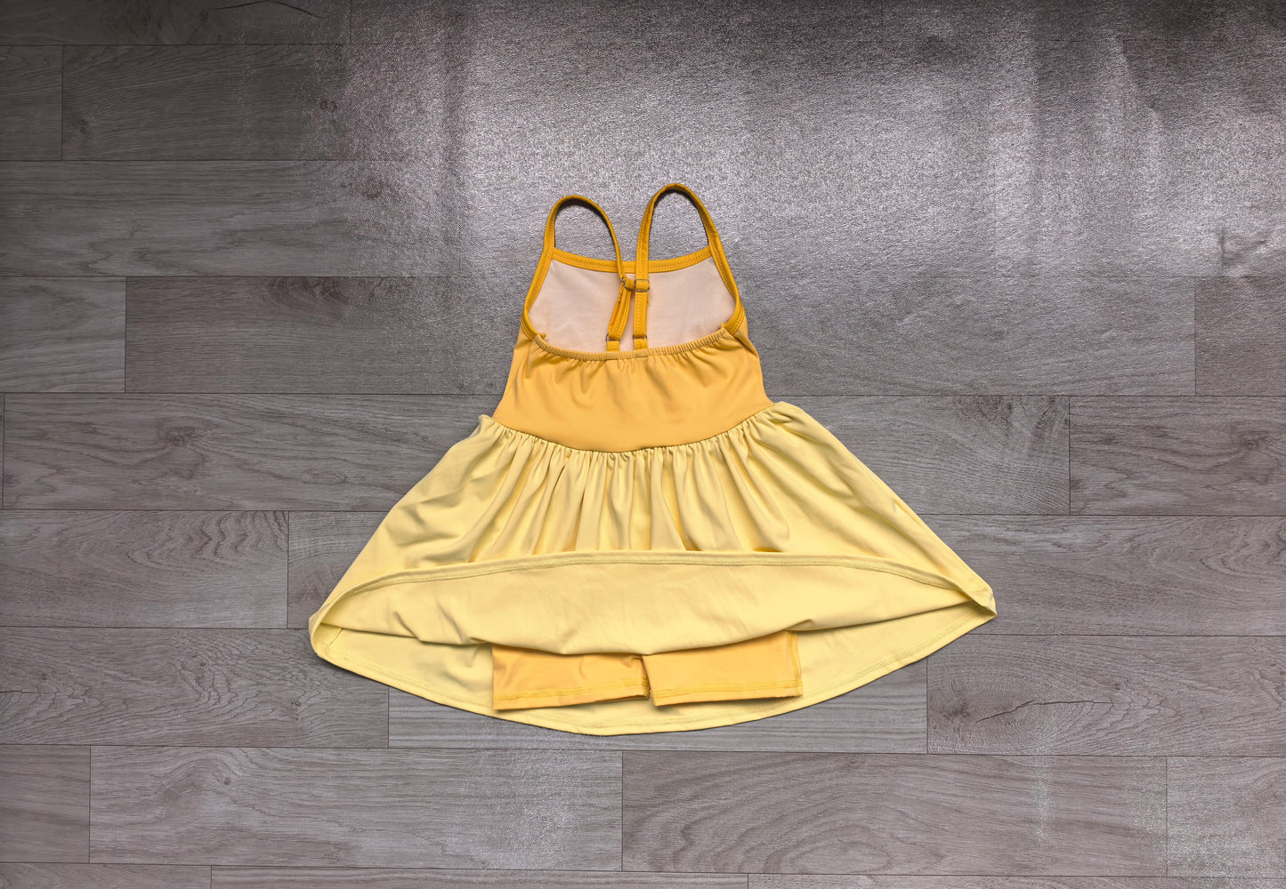 Light dark yellow straps kids girls summer athletic dress