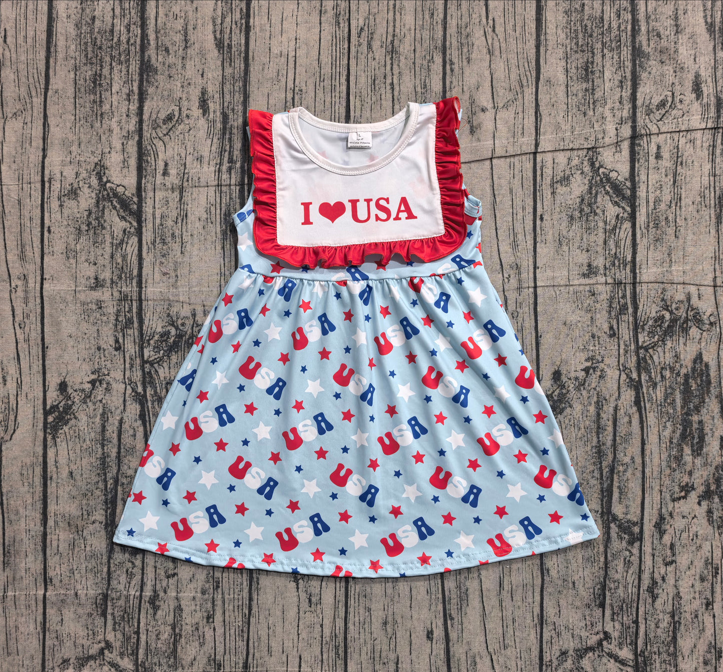 I love USA ruffle stars baby girls 4th of july dress