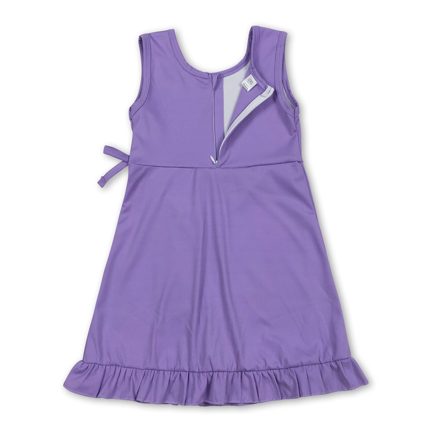 Purple sleeveless ruffle kids girls athletic dresses