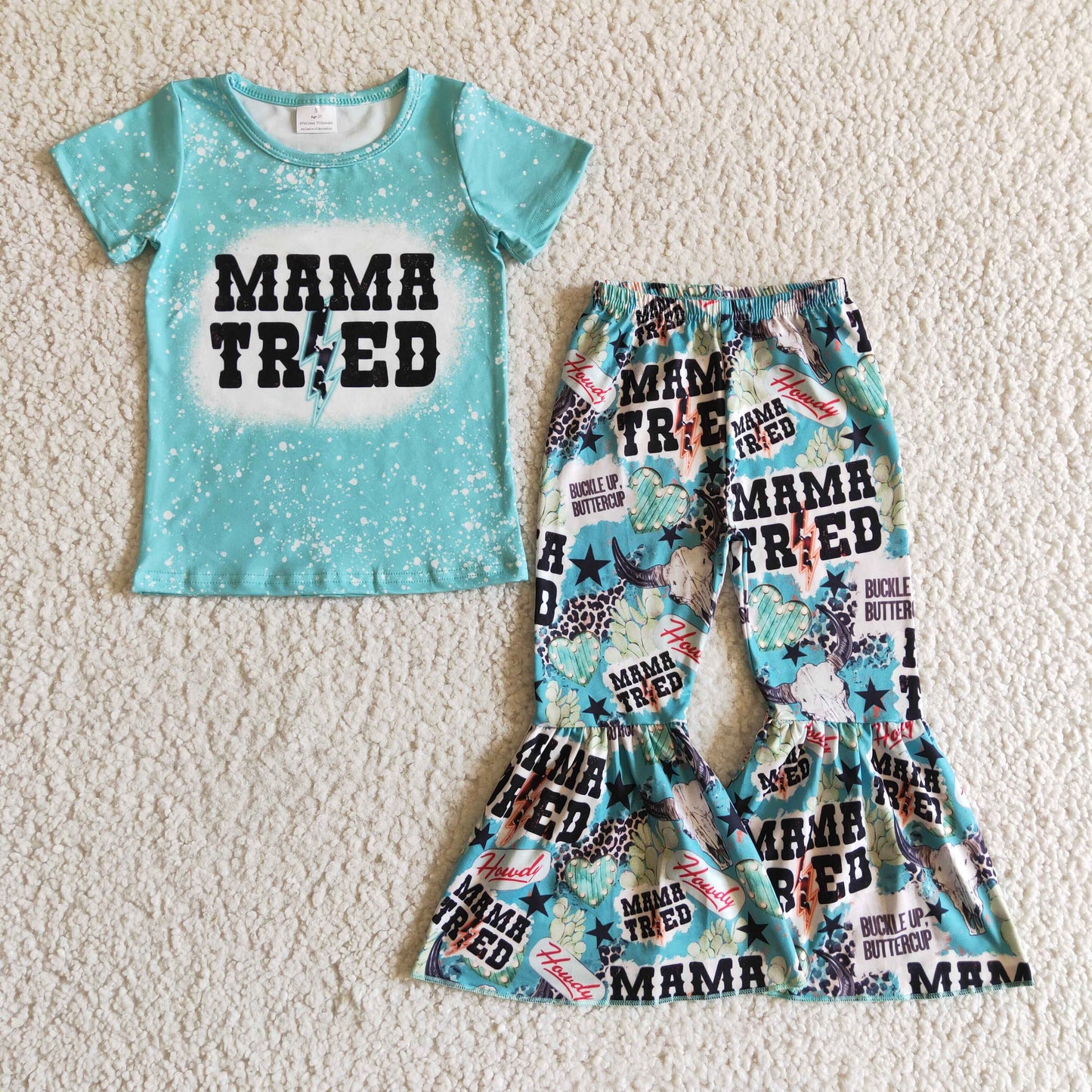 Mama tried bull skull kids girls western clothing