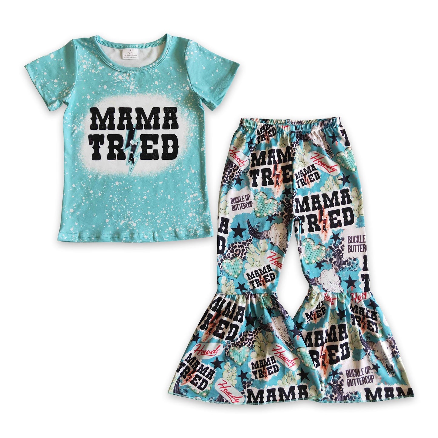 Mama tried bull skull kids girls western clothing