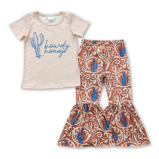 Howdy honey cactus shirt bell bottom pants girls clothes