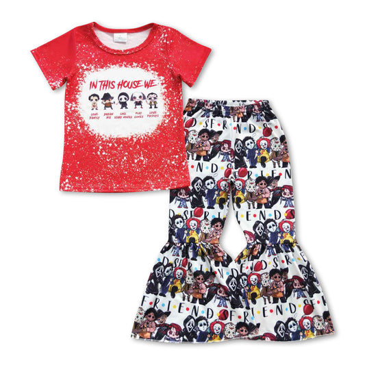 Red bleached shirt pants friends girls Halloween clothes