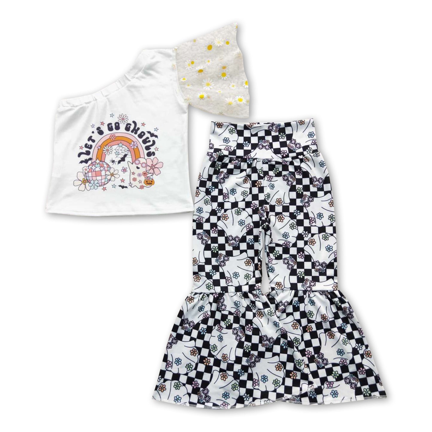 Let's go chouls ghost floral baby girls clothing