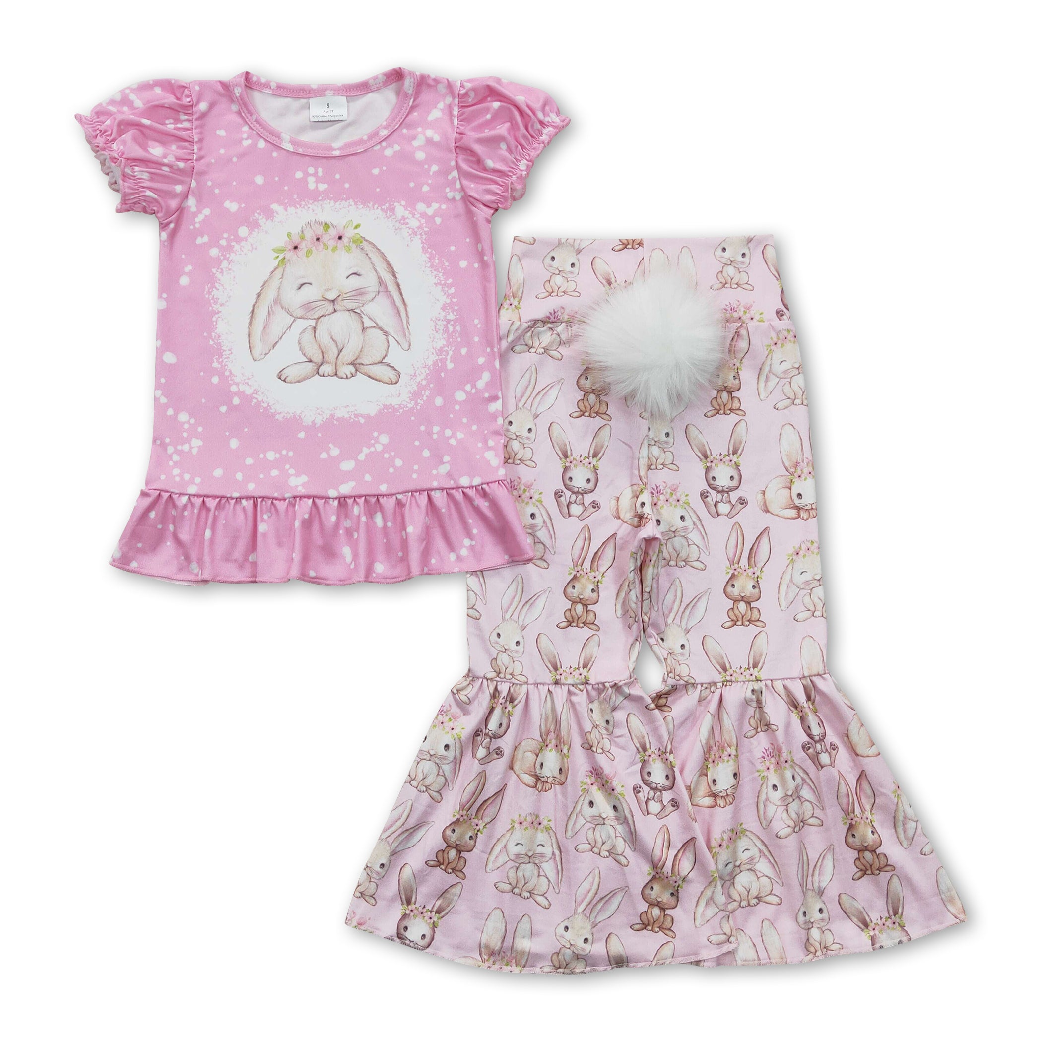 Girls Pink Knitted Bunny Top & Short main image 1