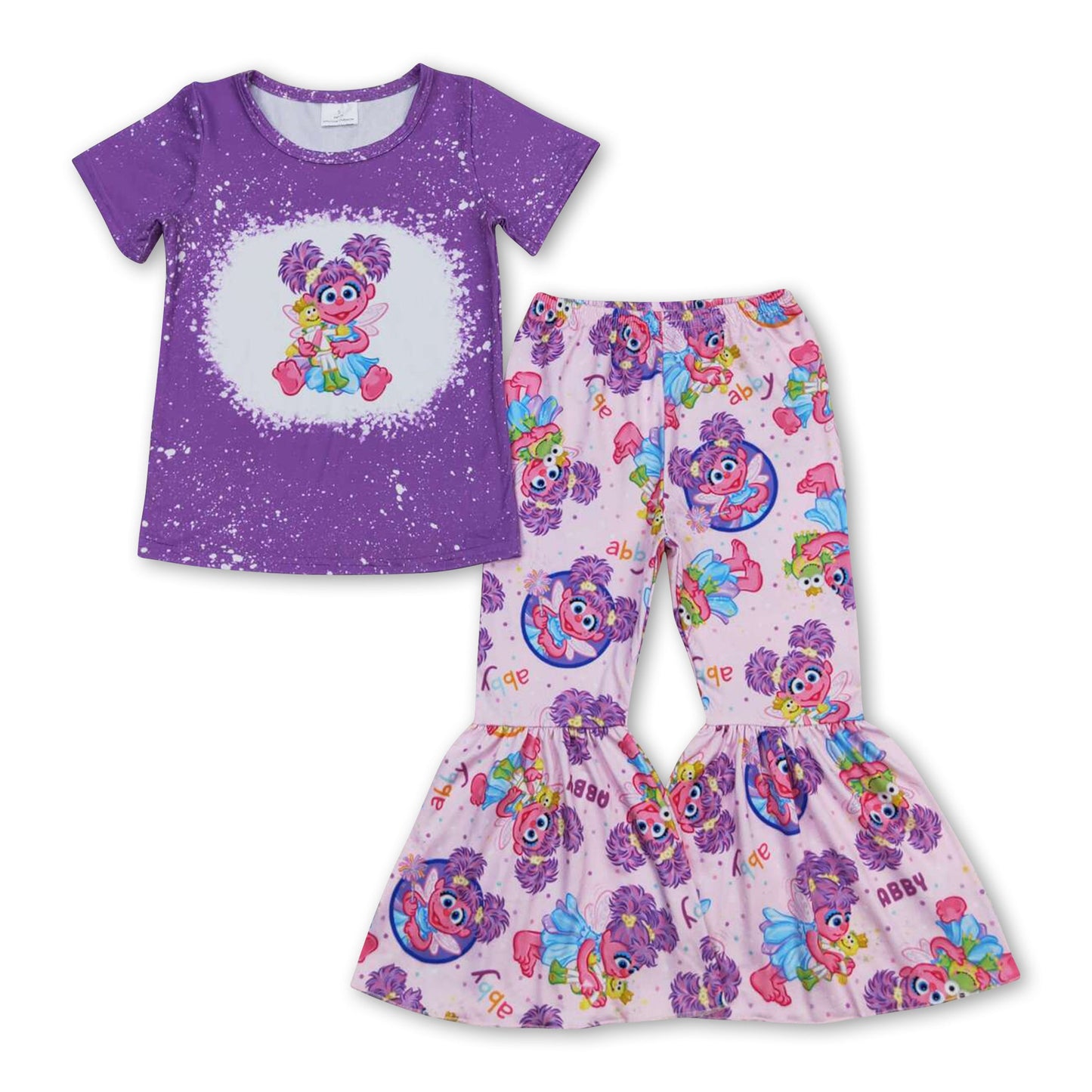 Lavender bleached top bell bottom pants girls clothes