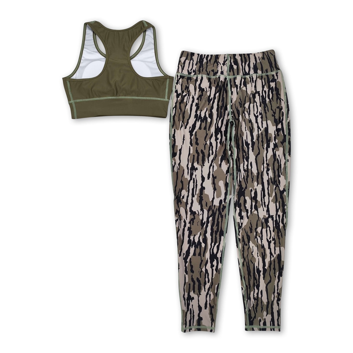 Olive top camo pants adult women yoga clothes