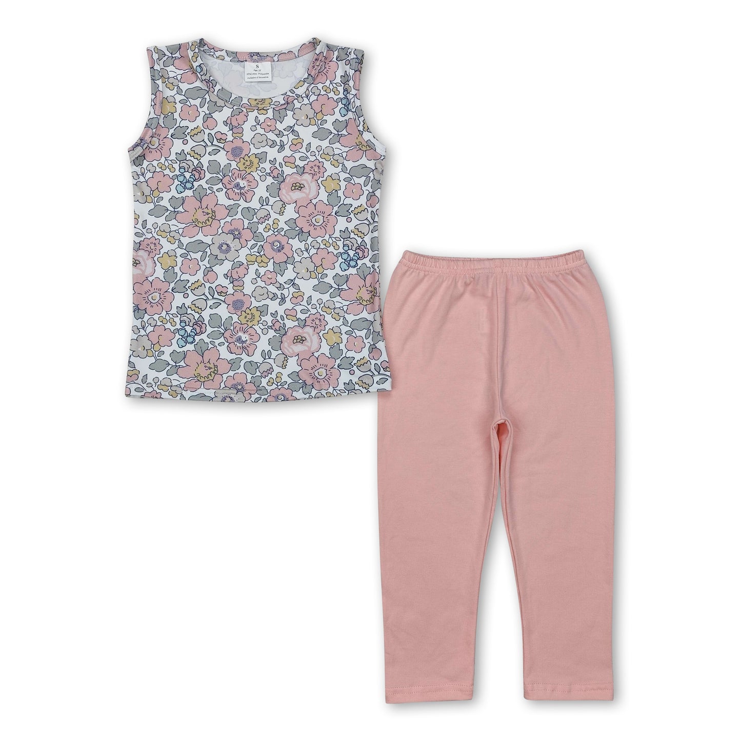 Sleeveless floral top leggings baby girls clothes