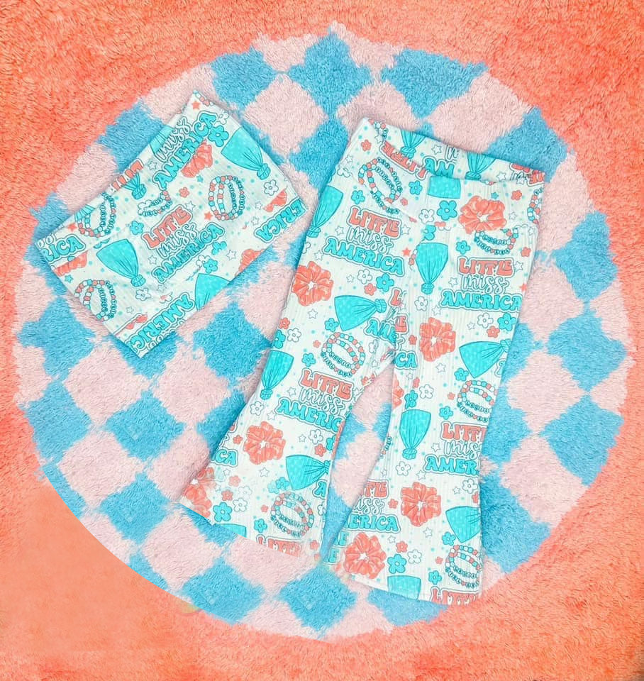 Little miss american floral top pants girls 4th of july clothes