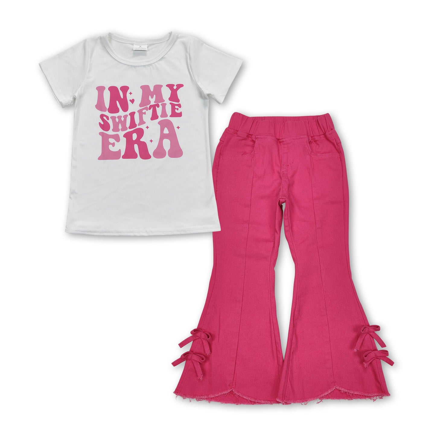 Letters top hot pink bow jeans singer girls clothes