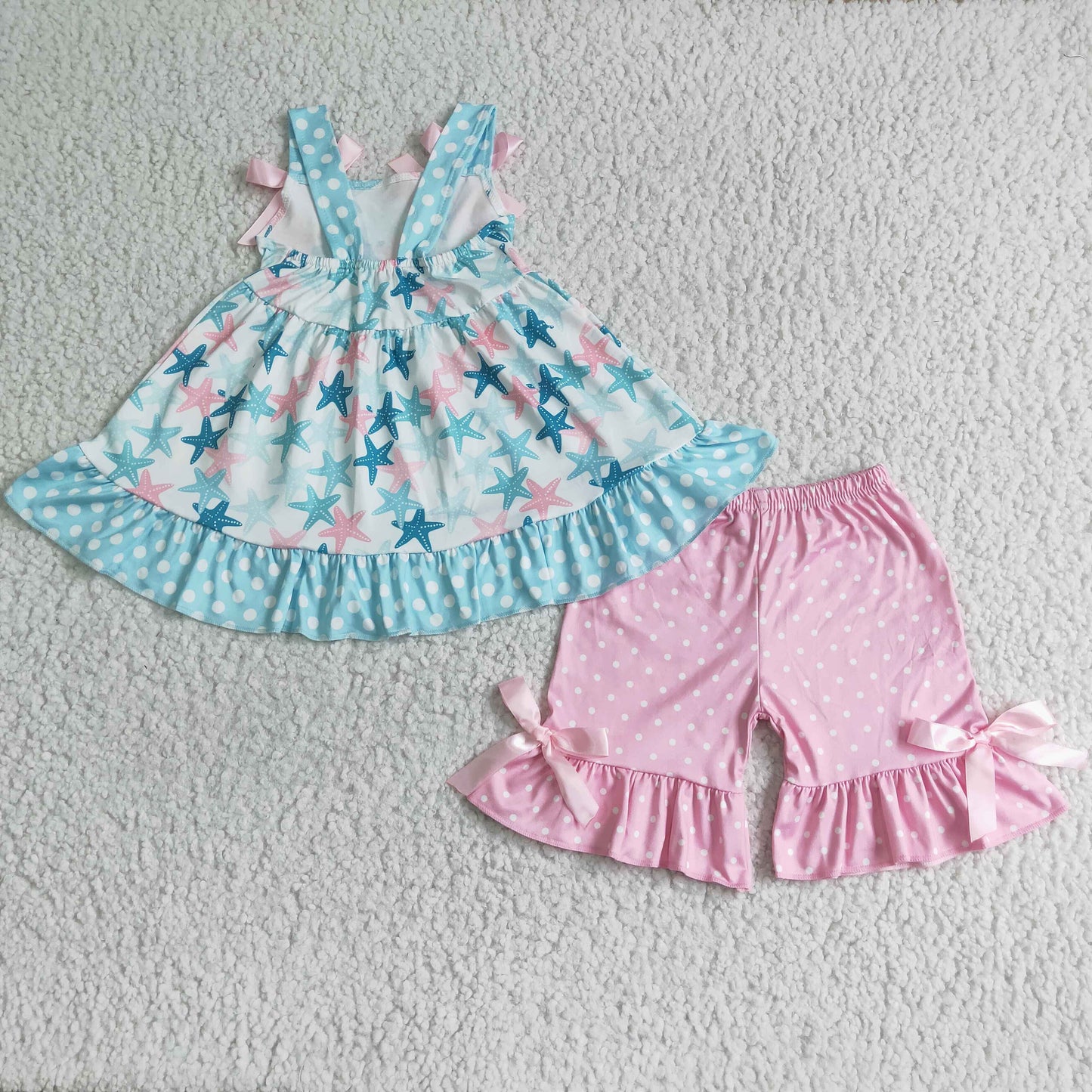 Shells sleeveless tunic shorts baby girls beach summer clothes