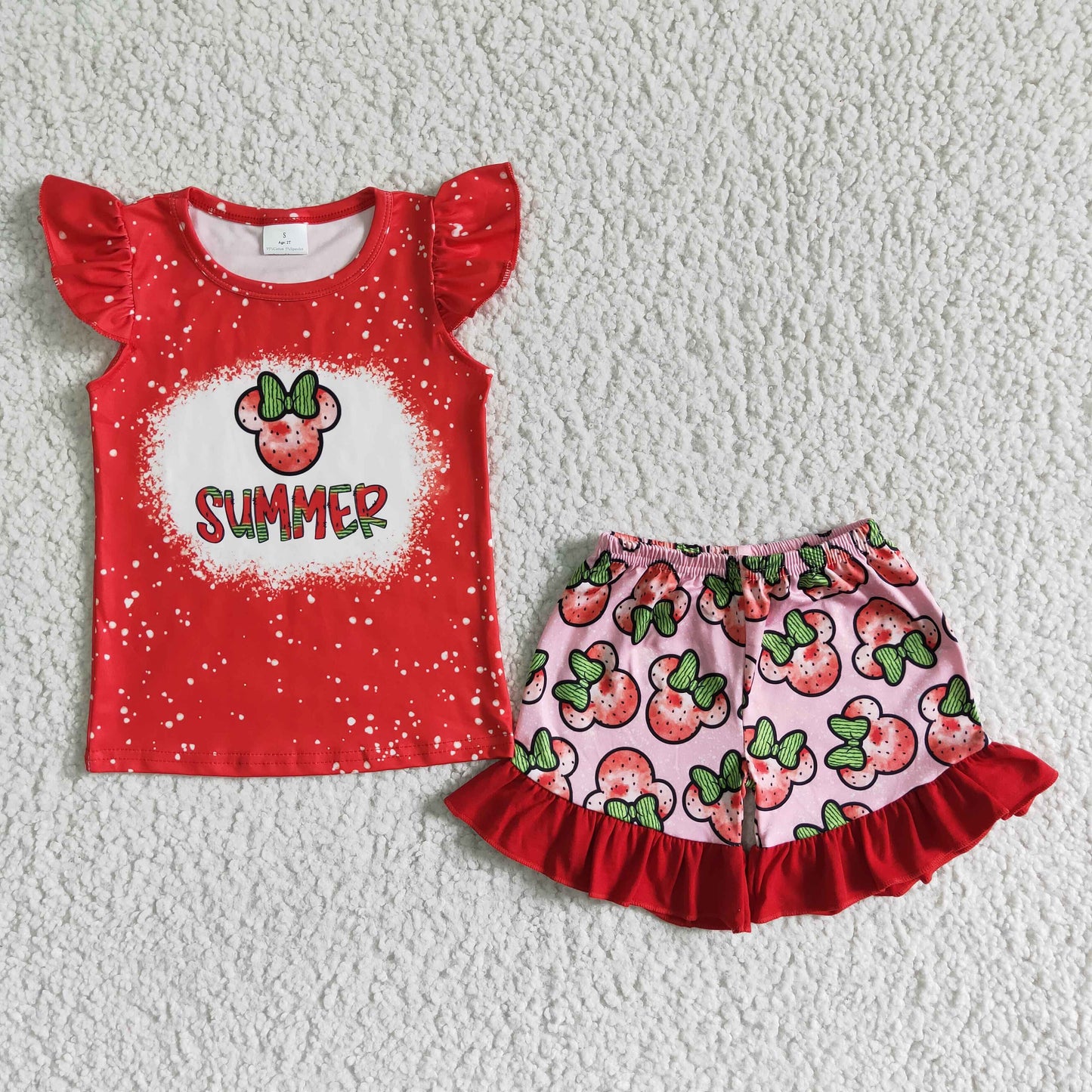 Summer watermelon shirt ruffle shorts girls boutique clothes