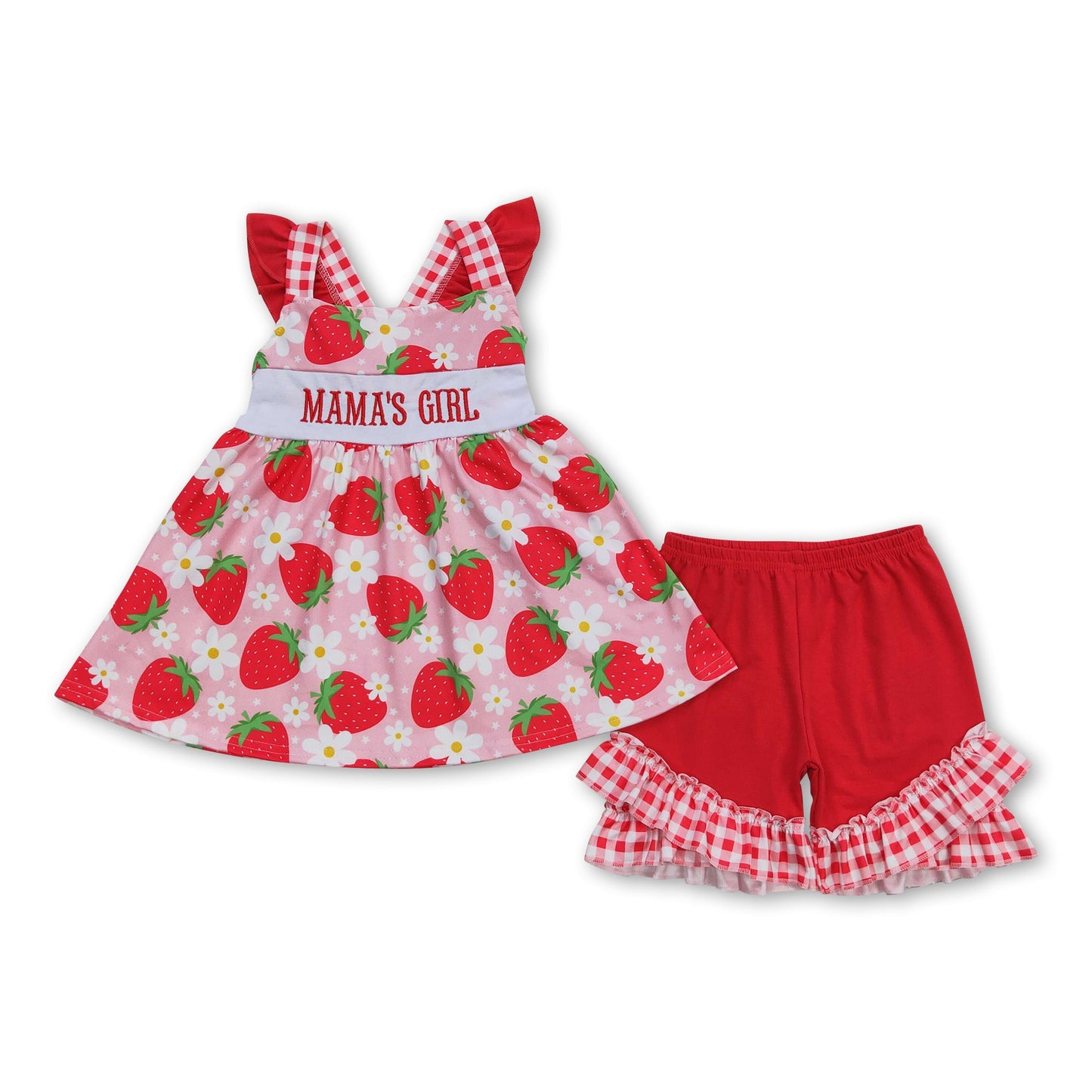 Mama's girl strawberry floral tunic shorts girls clothing ship from US