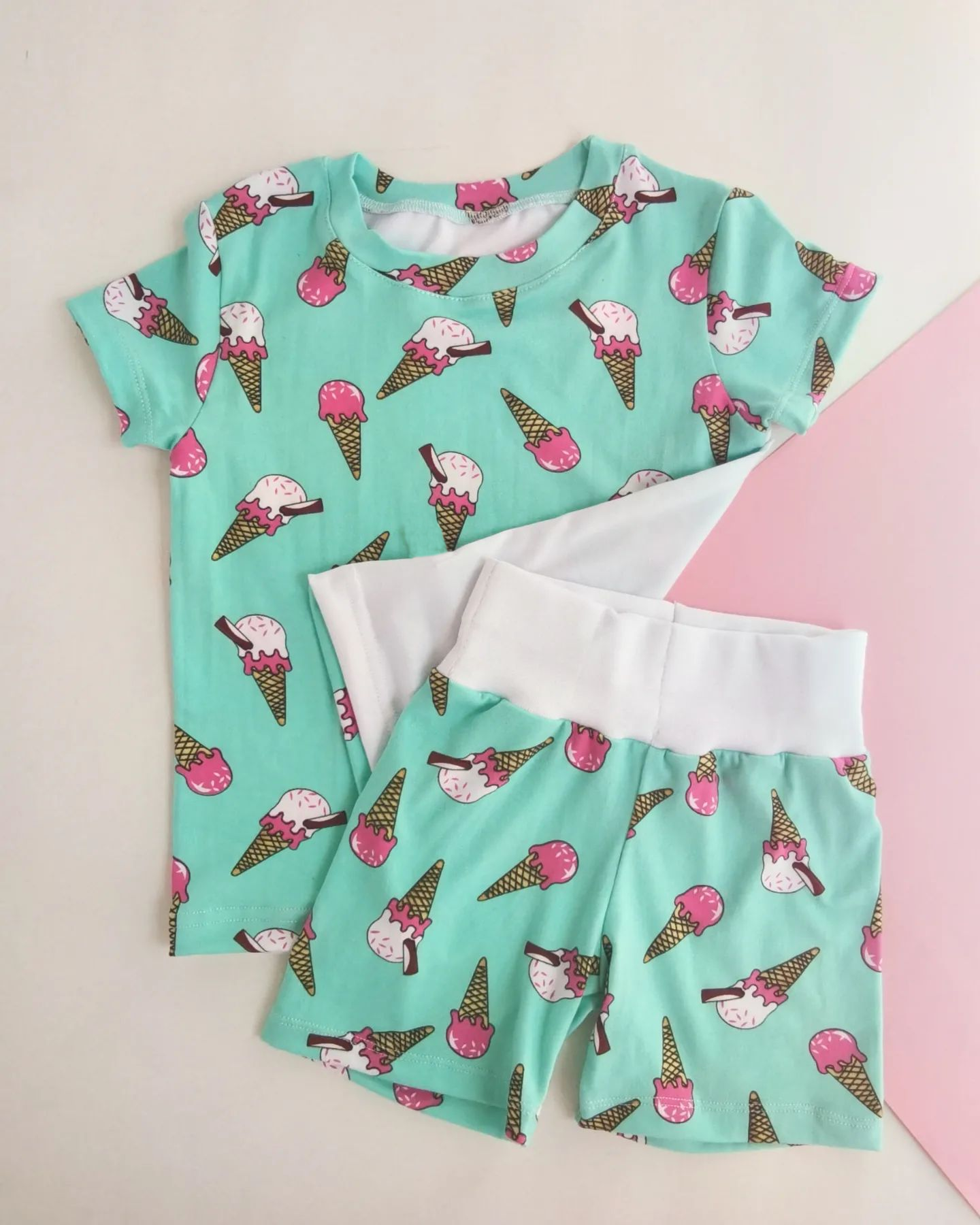 Short sleeves ice cream shirt shorts girls summer outfits