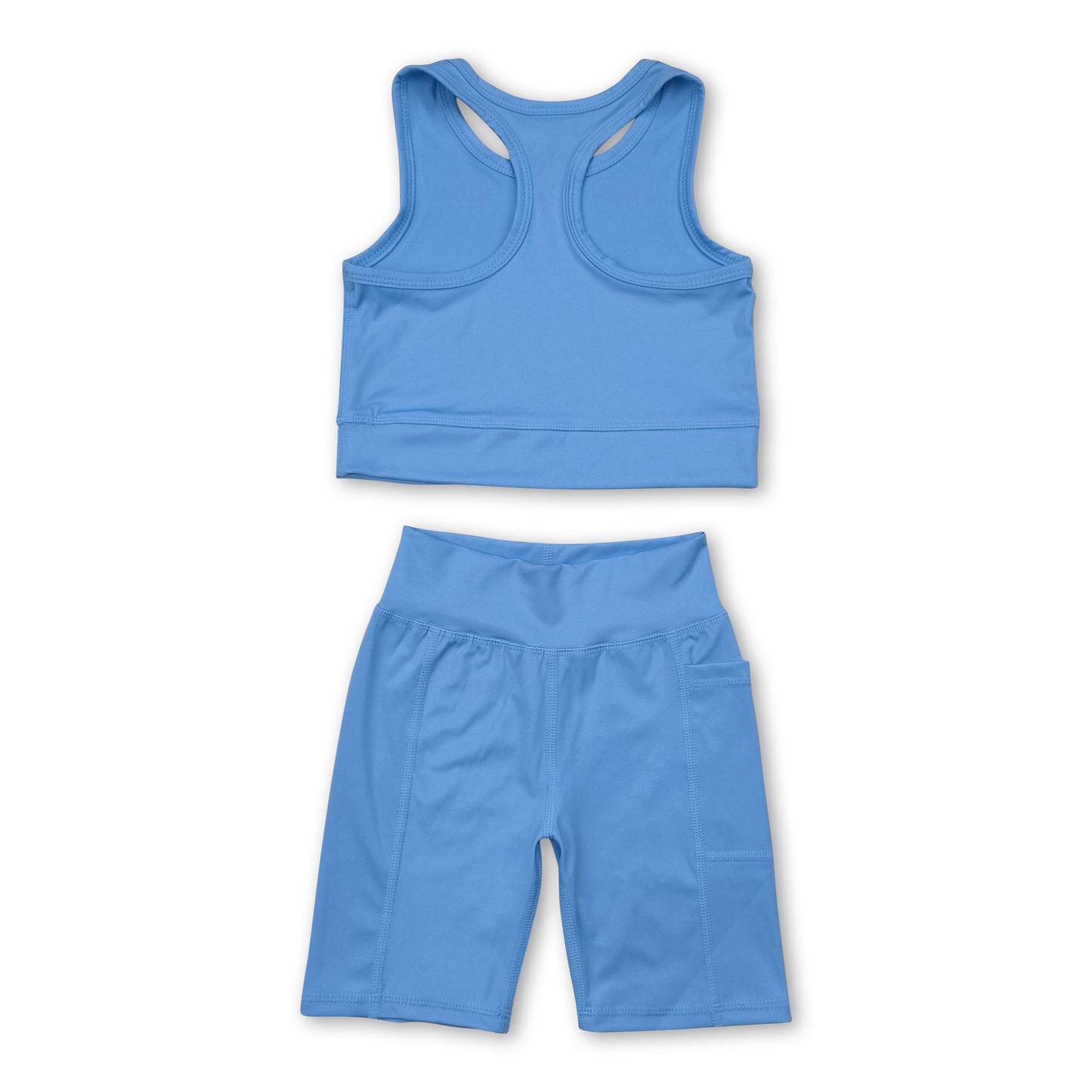 Light blue straps top shorts girls summer yoga clothes