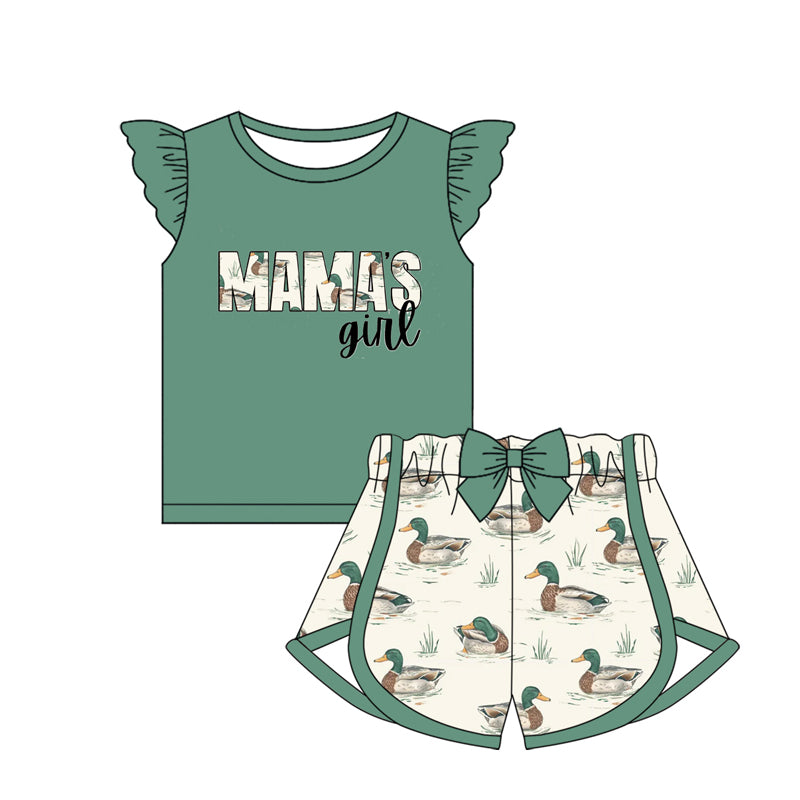 Flutter sleeves mama's girl duck shorts kids clothes