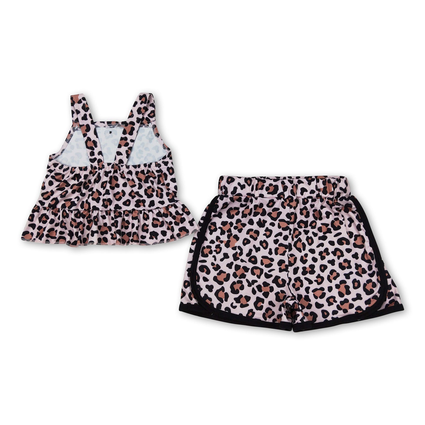 Straps leopard peplum shorts girls summer outfits