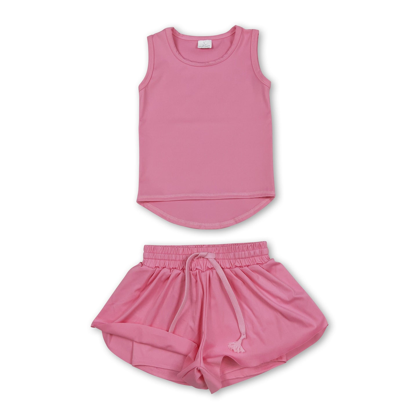 Pink sleeveless top shorts kids girls activewear set