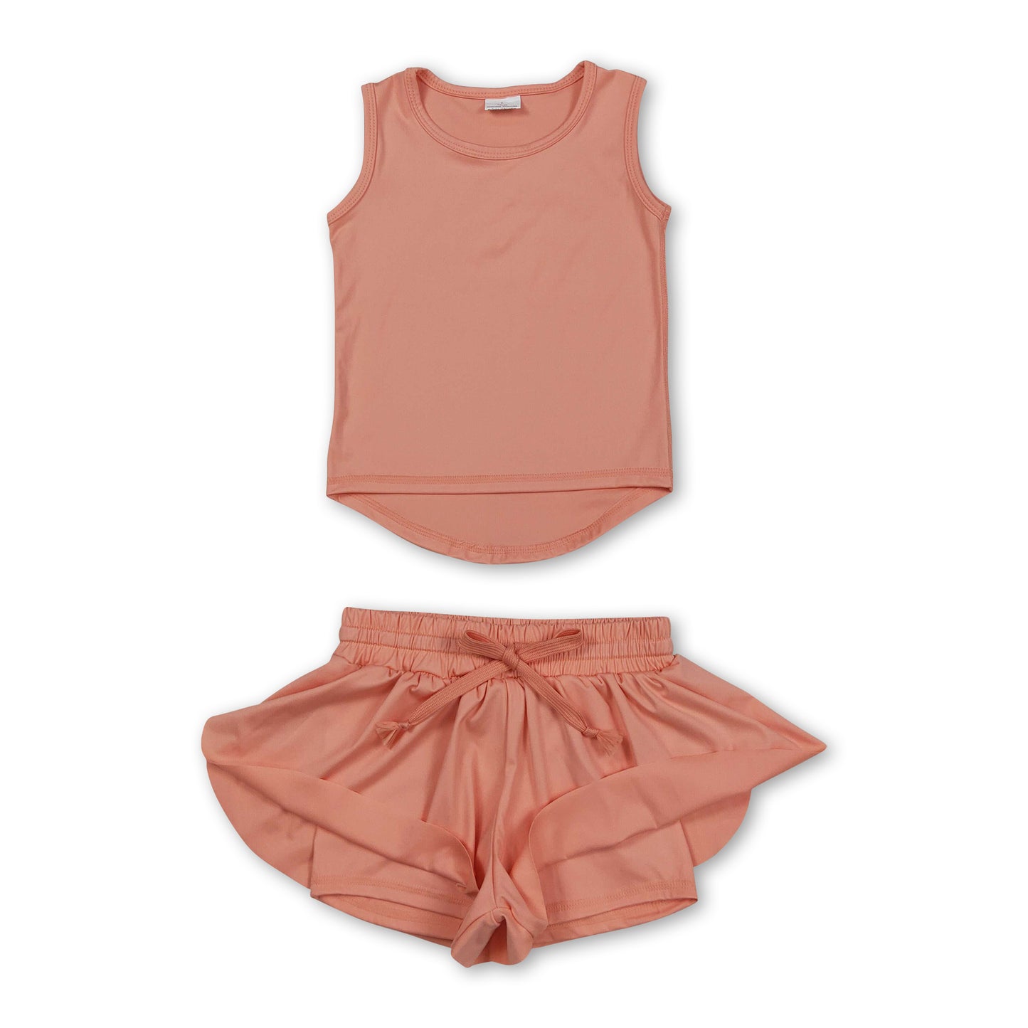Peach sleeveless top shorts kids girls activewear set