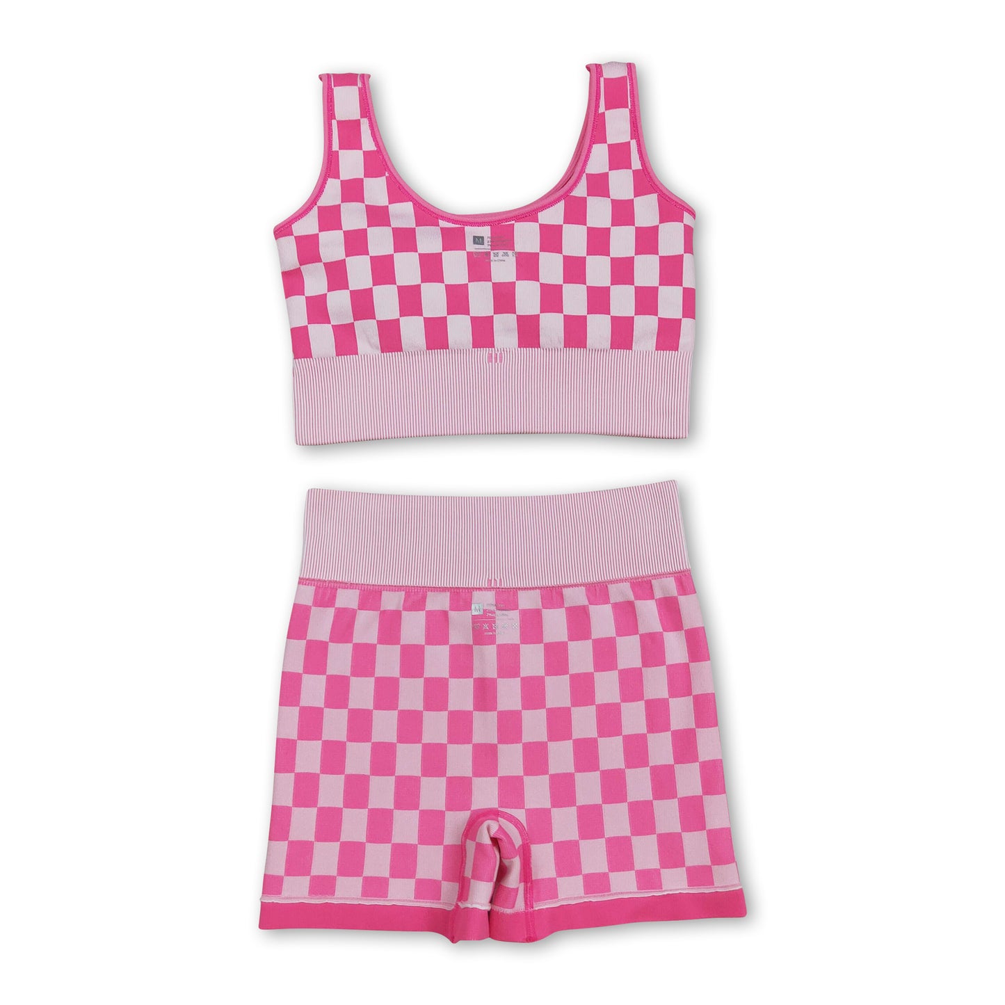 Sleeveless pink plaid thick fabric adult women activewear