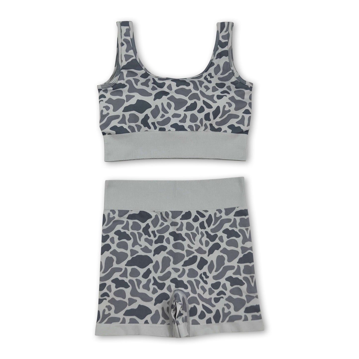 Sleeveless grey camo thick fabric adult women activewear