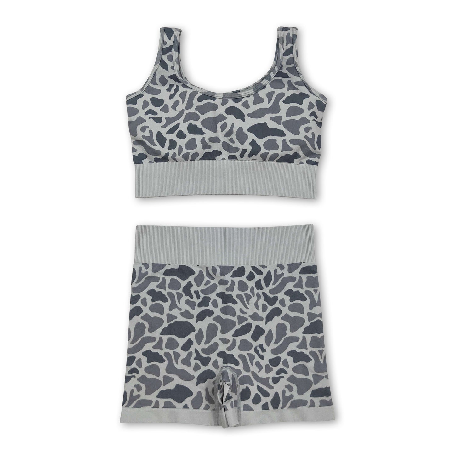 Sleeveless grey camo thick fabric adult women activewear