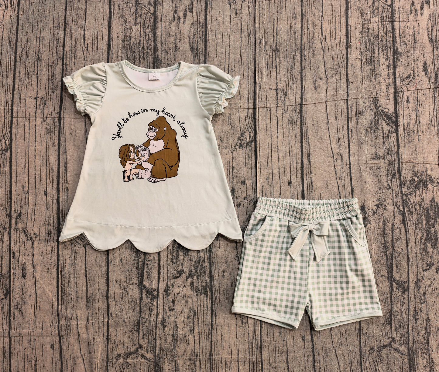 You'll be here in my heart top plaid shorts girls outfits