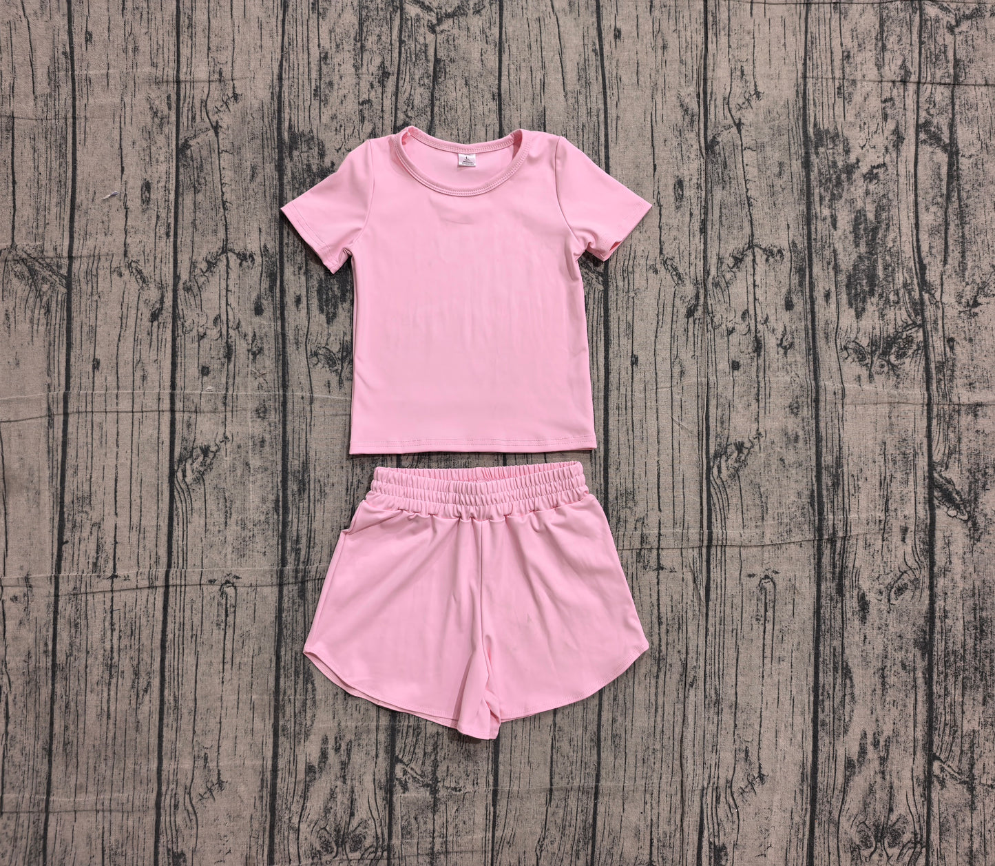 Short sleeves pink top shorts kids girls yoga active set
