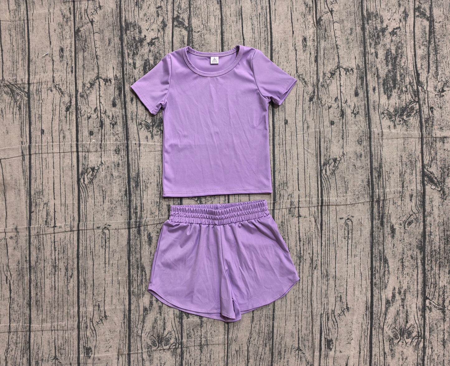 Short sleeves purple top shorts kids girls yoga active set