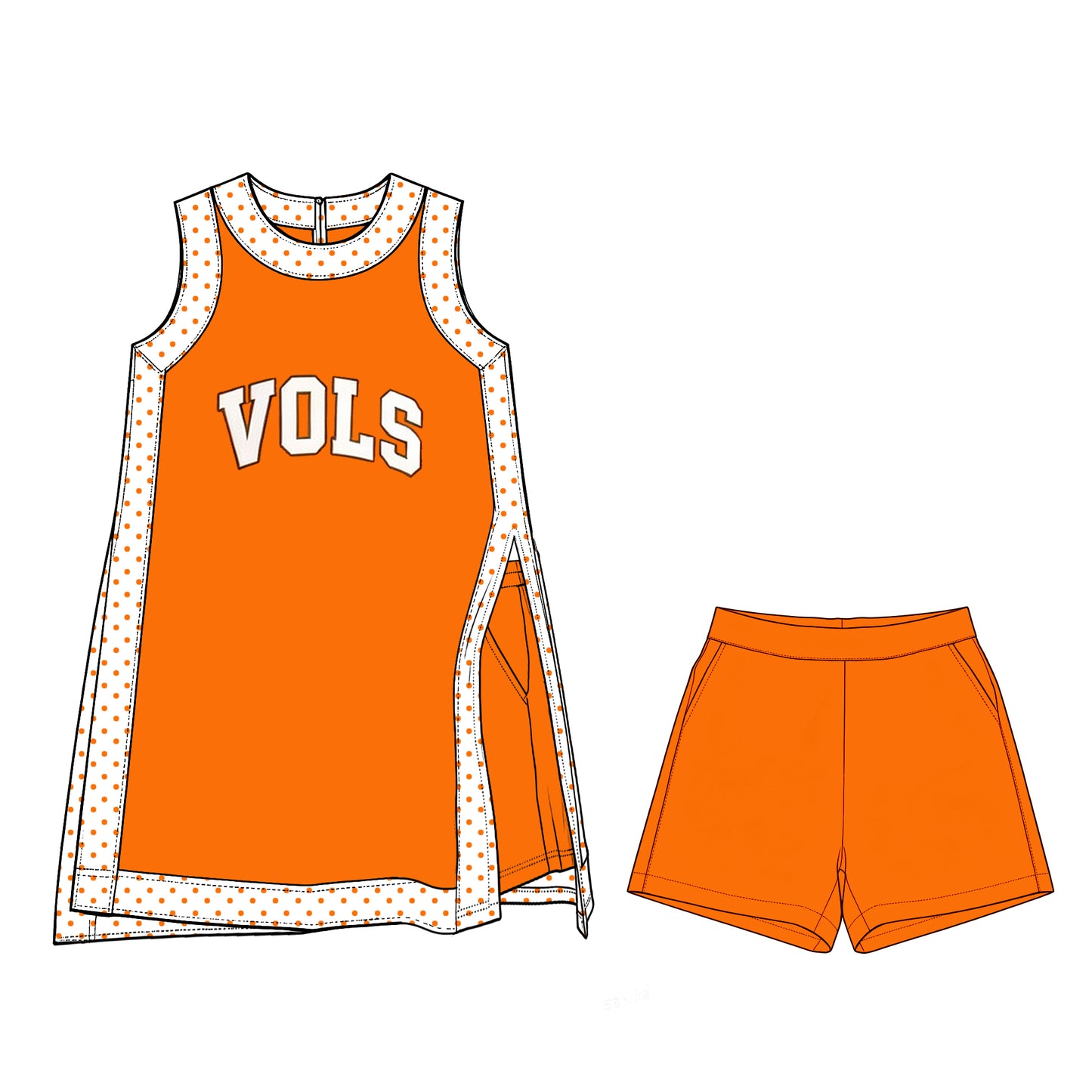 Orange polka dots tunic T shorts kids girls team active wear