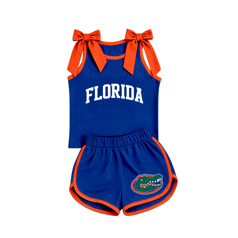 Sleeveless blue top crocodile shorts boys team outfits